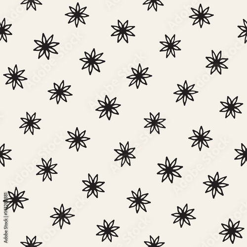 Vector seamless freehand pattern. Abstract background with floral brush strokes. Hand drawn texture