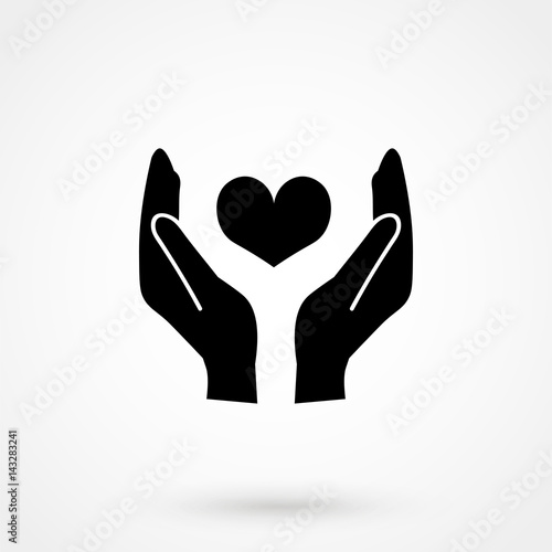 Flat black Heart care icon
