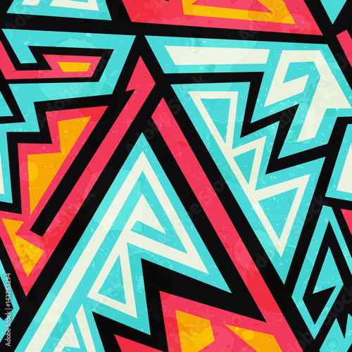 Graffiti geometric seamless pattern