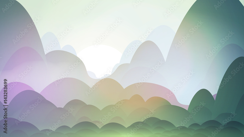 Simple Abstract Valley Landscape  - Vector Illustration