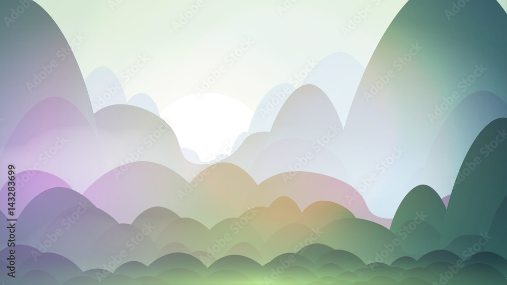 Fototapeta premium Simple Abstract Valley Landscape - Vector Illustration
