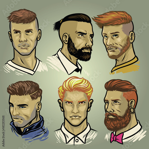 set of men's hair styles collection
