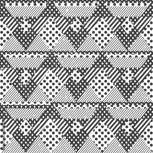 Monochrome fabric seamless pattern with grunge effect