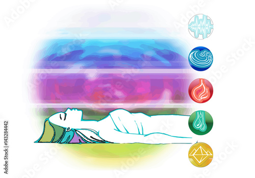 Ayurveda symbols and five elements white background