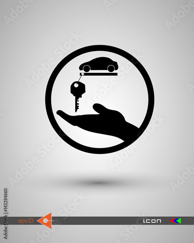 Car key black web, vector icon. Concept, template