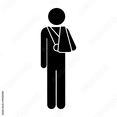 silhouette man with his arm broken, vector illustration design