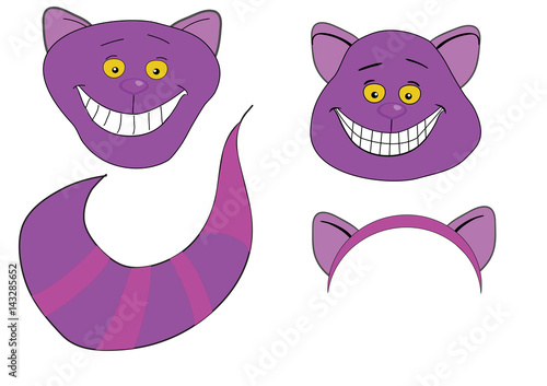 Cheshire Cat. Magic animal with long tail.