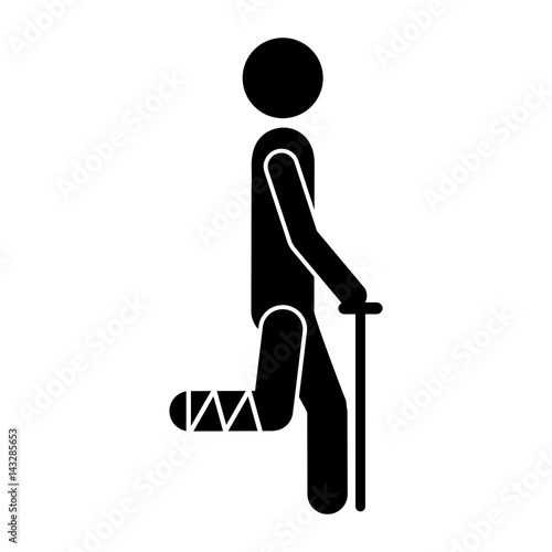 silhouette man with his leg broken, vector illustration design