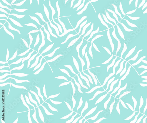 Seamless pattern with tropical leaves in abstract style. Vector illustration.