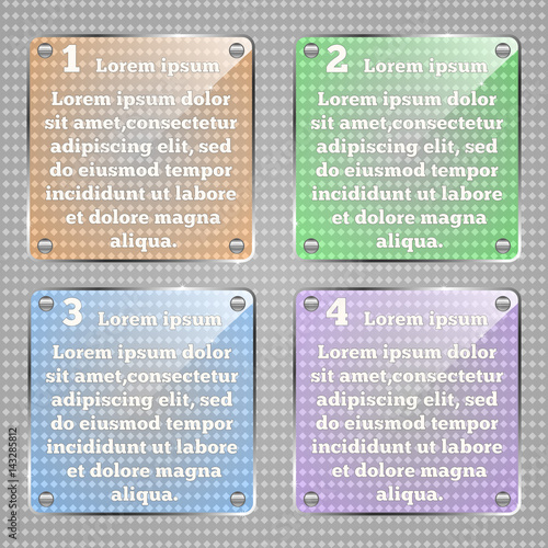 Infographic template. Vector glassy square infographic elements