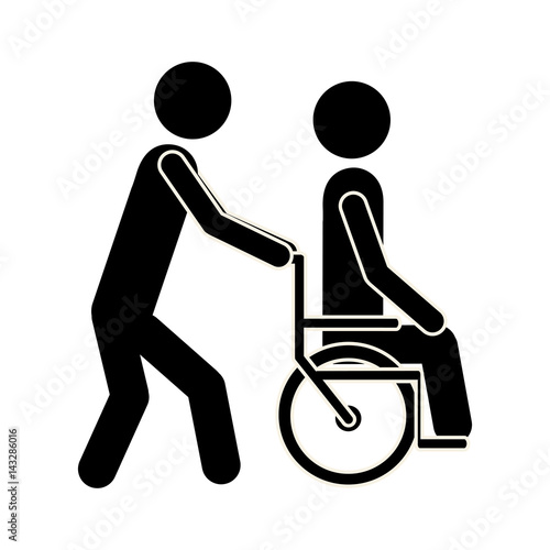 nurse bring the patient in wheelchair, vector illustration design