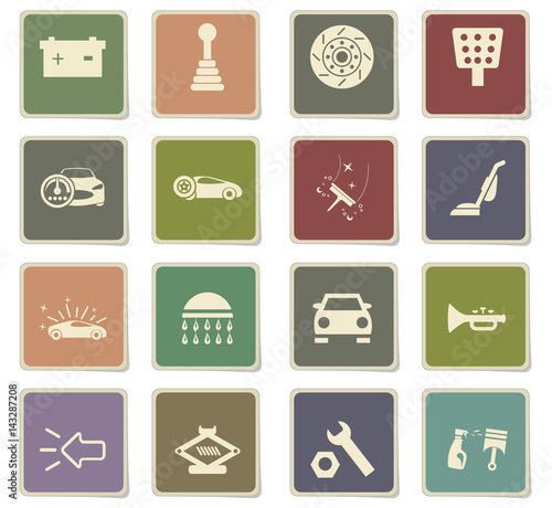 car shop icon set