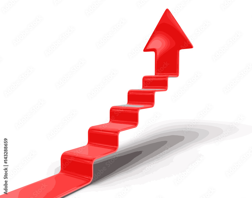 Staircase and arrow up. Image with clipping path Staircase and arrow up. Image with clipping path
