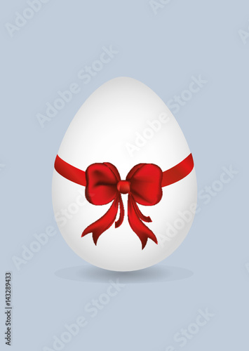 Easter egg tied with ribbon and bow. Empty place for text or advertising. Vector. 