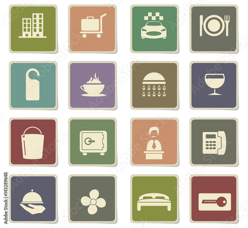 hotel room services icon set