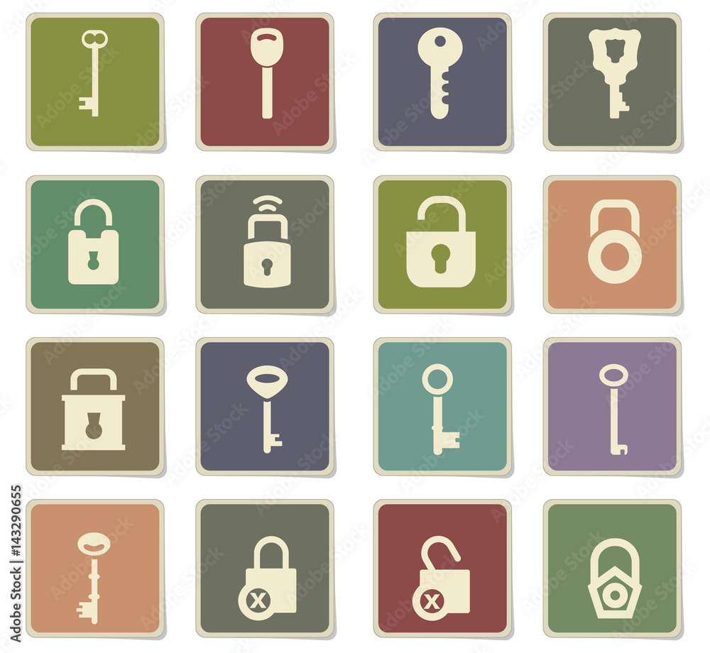 lock and key icon set lock and key icon set