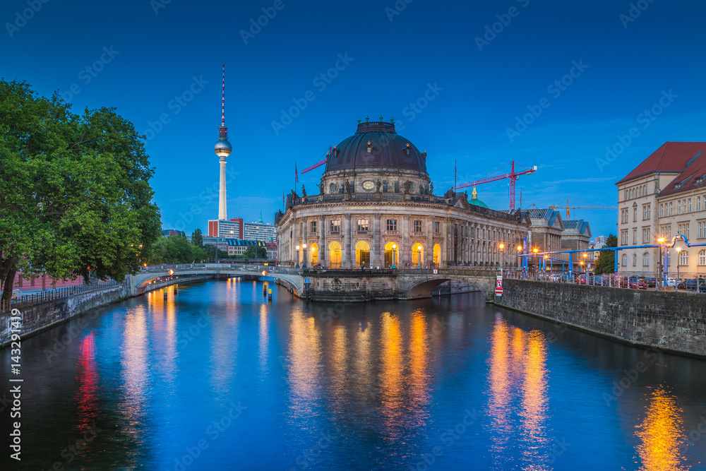 Berlin Museum Island with TV tower in twilight, Berlin, Germany