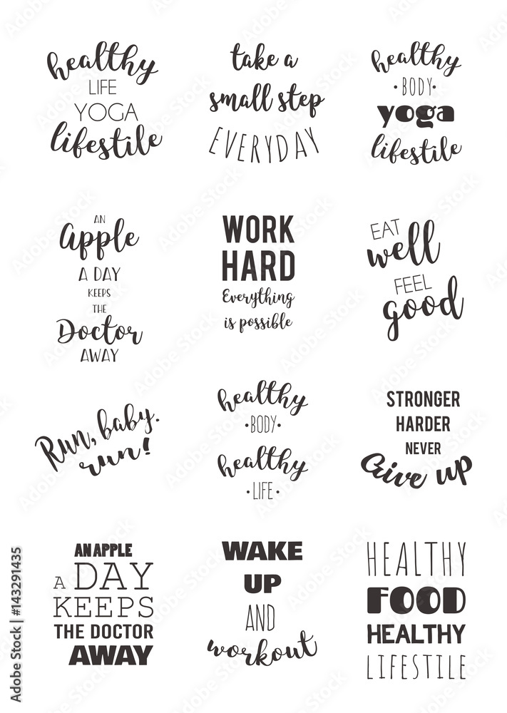 Quotes About Healthy Lifestyle Sport And Healthy Lifestyle Motivation Quotes – Stock-Vektorgrafik | Adobe  Stock