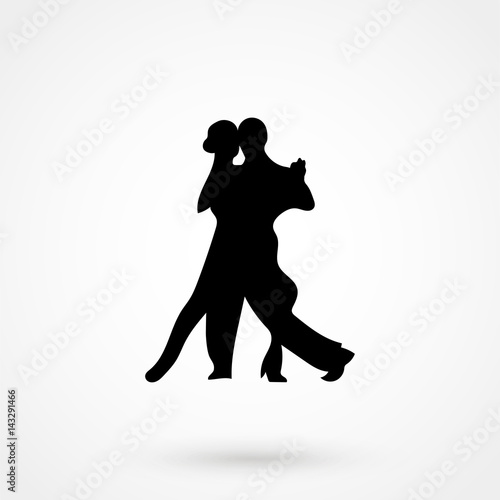 Photography logo dancing silhouettes, hand drawn illustration. label template