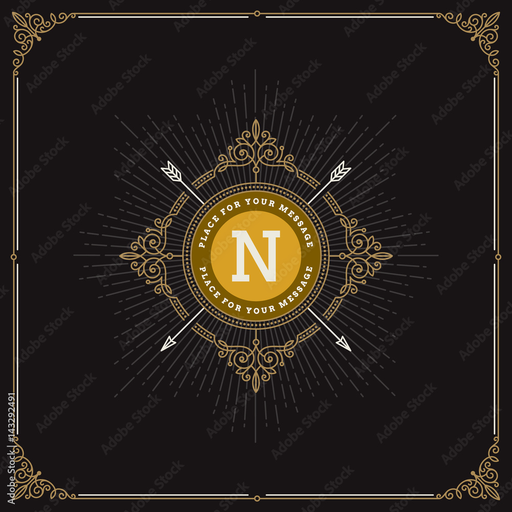 Flourishes monogram logo template. Vector illustration. Flourishes monogram logo template. Vector illustration.