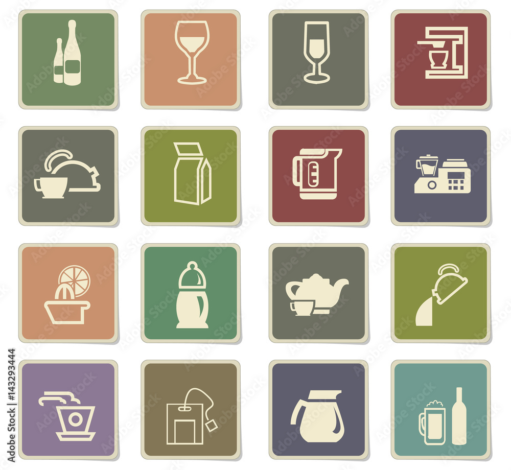 utensils for beverages icon set utensils for beverages icon set