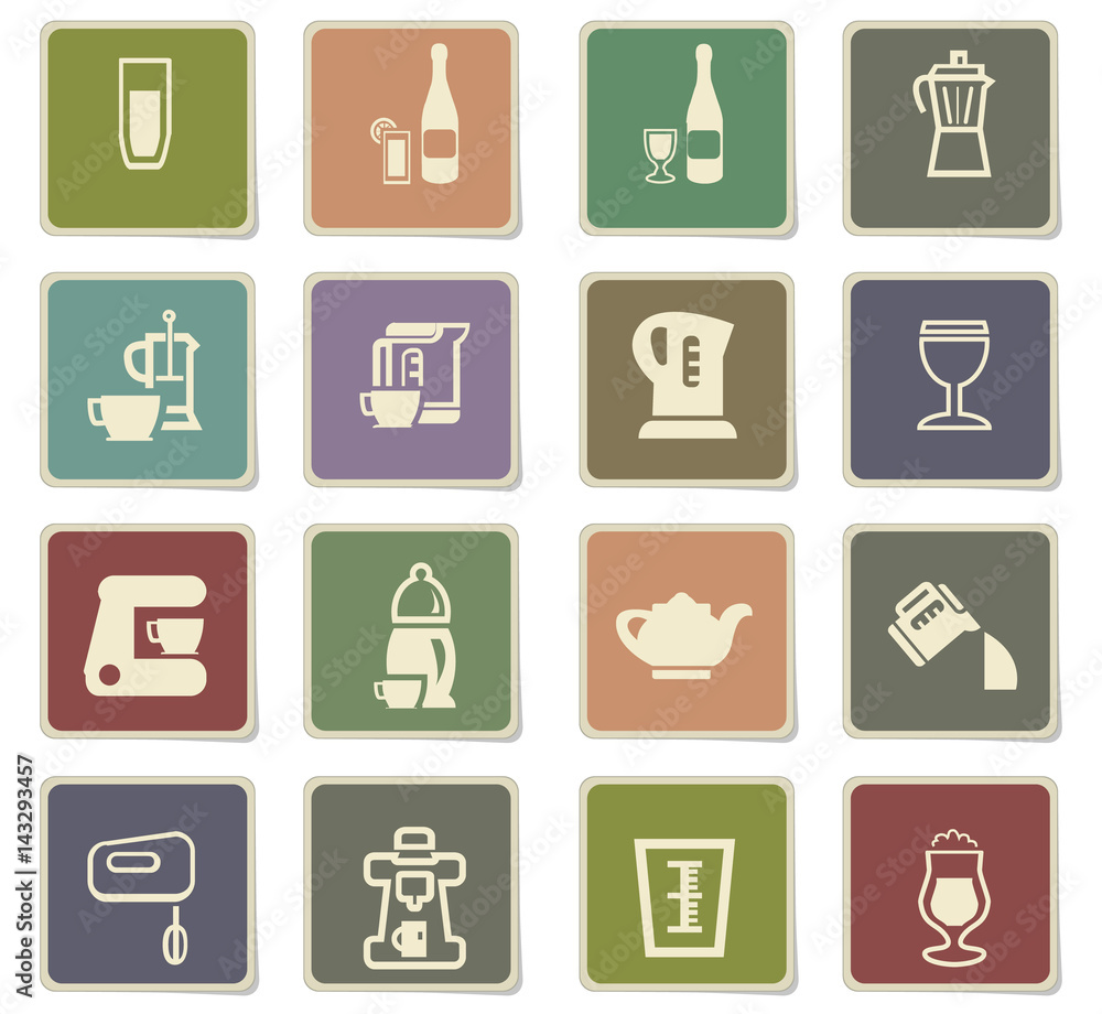 utensils for beverages icon set utensils for beverages icon set