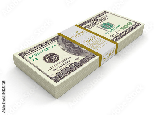 Pile of Dollars. Image with clipping path