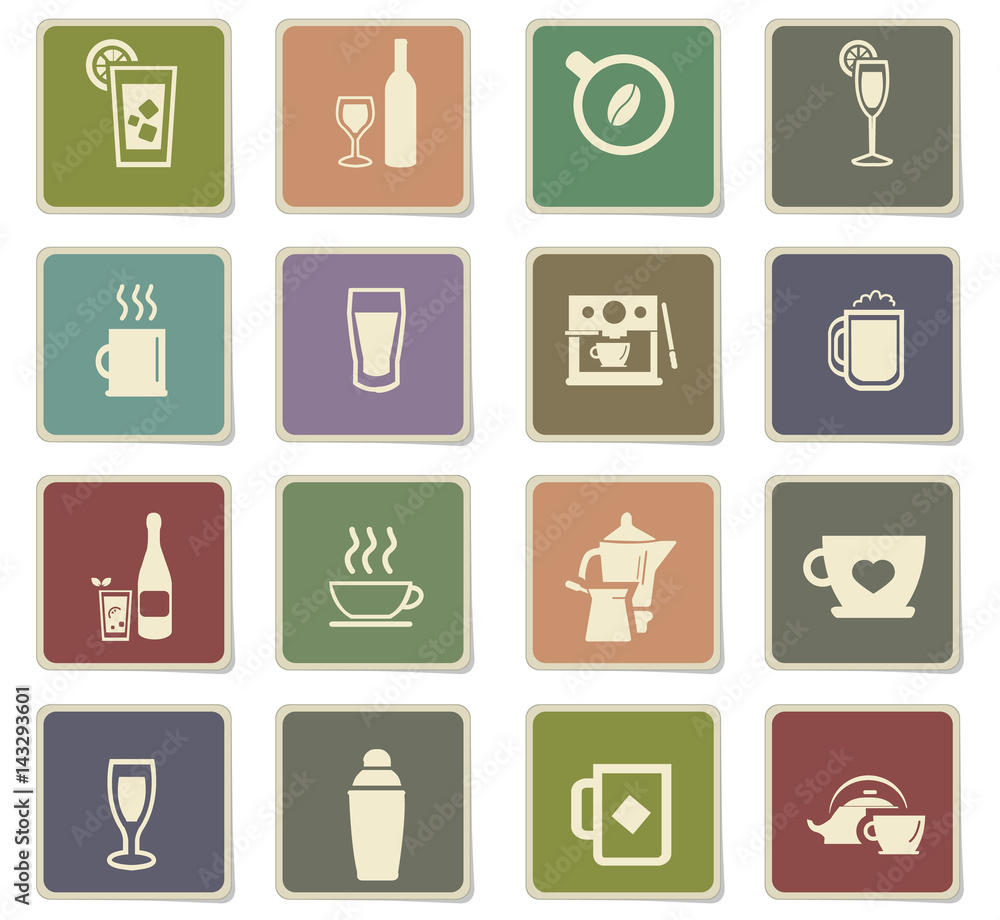 utensils for beverages icon set utensils for beverages icon set