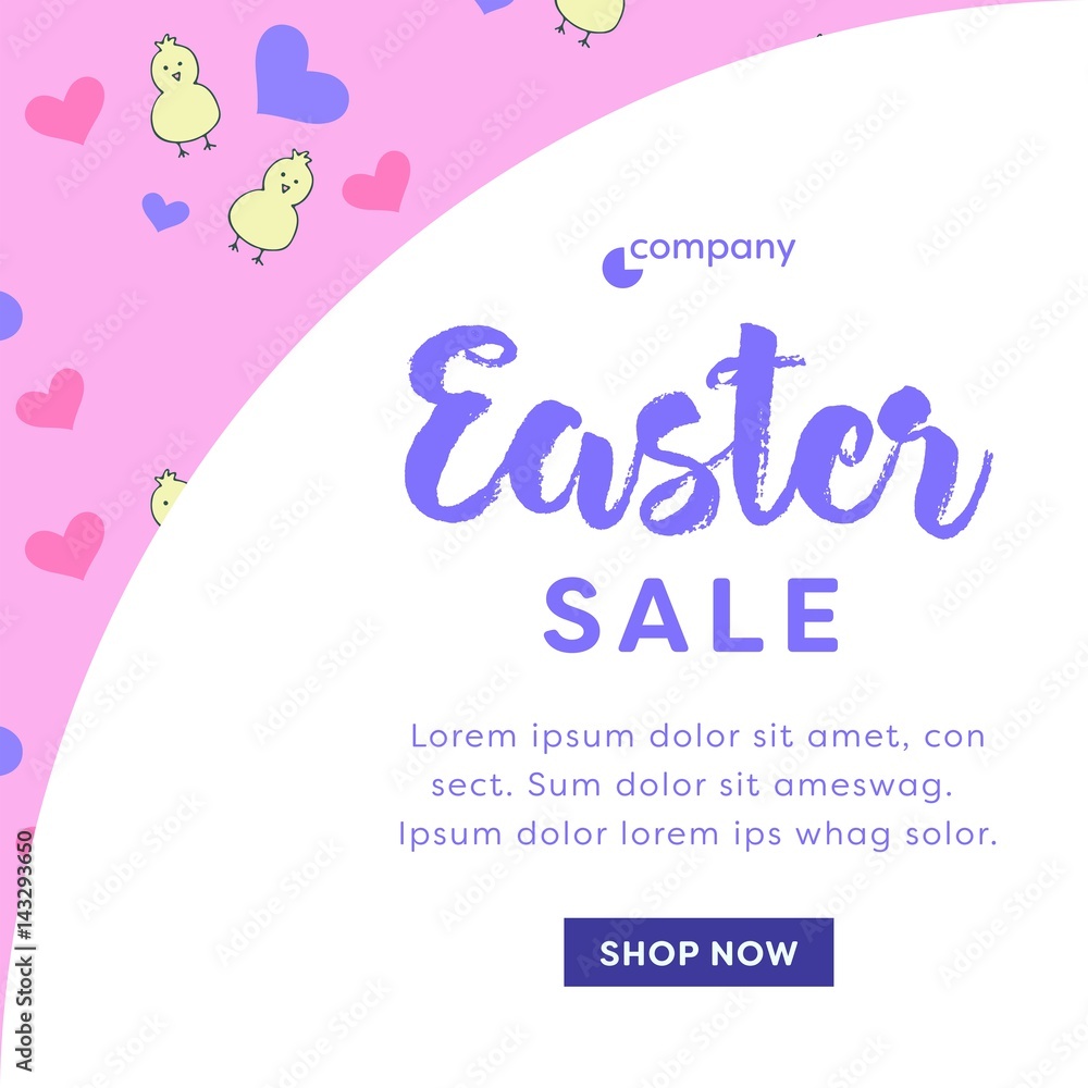 Card with easter sale message and lorem ipsum text