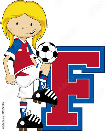 F is for Football Alphabet Learning Illustration
