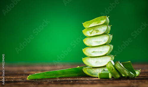 Green leaves of aloe plant ...