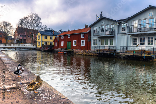 Norrtalje Sweden - April 1, 2017: Old town of Norrtalje, Sweden photo