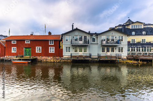 Norrtalje Sweden - April 1, 2017: Old town of Norrtalje, Sweden photo