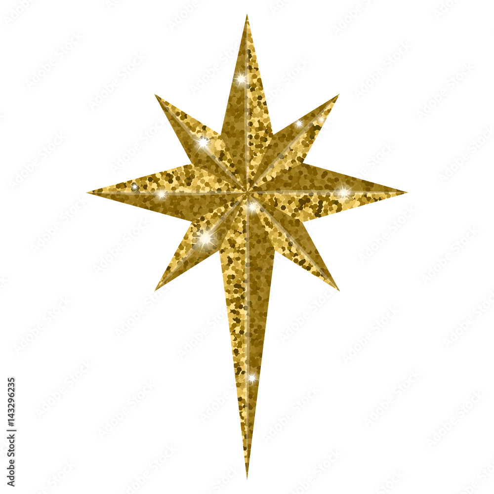 Bethlehem Christmas golden star isolated on white background Bethlehem Christmas golden star isolated on white background