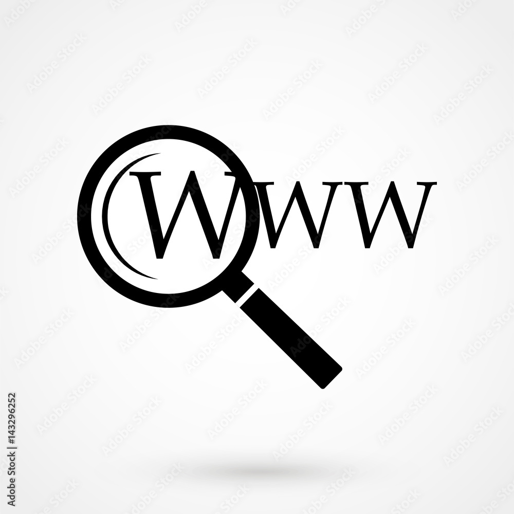 Search icon flat. Black pictogram on grey background. Vector illustration symbol