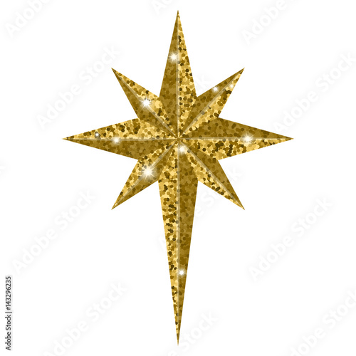 Bethlehem Christmas golden star isolated on white background