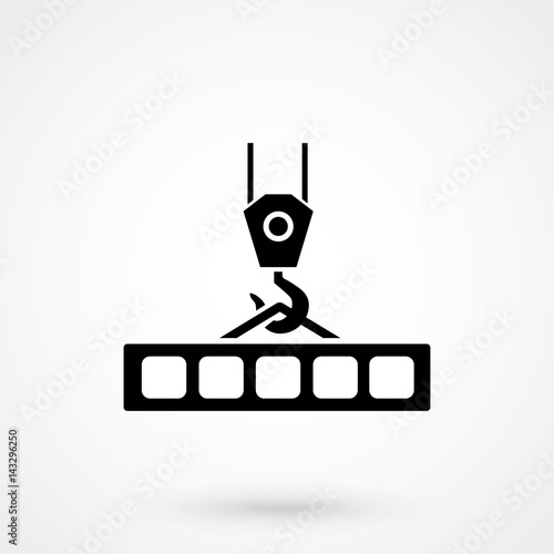 pictograph crane hook, lifting work, installation works, building, fully editable vector image