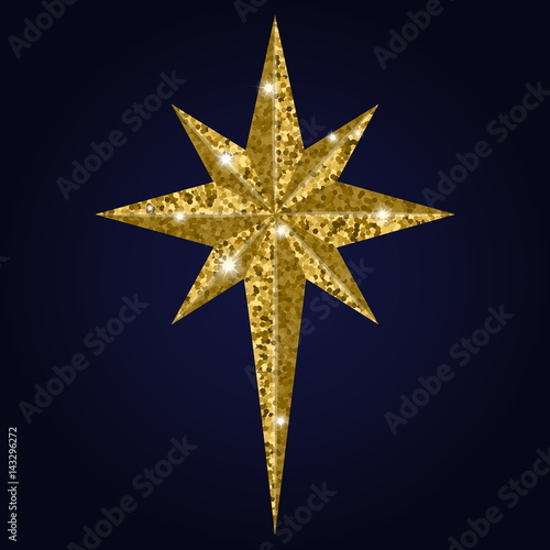 Bethlehem Christmas golden star isolated on white background