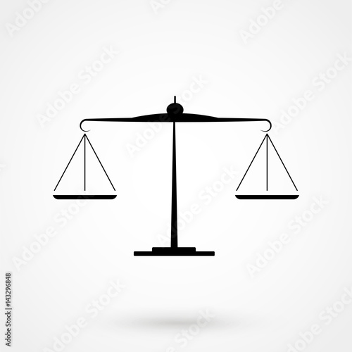Black Justice scale icon on white background