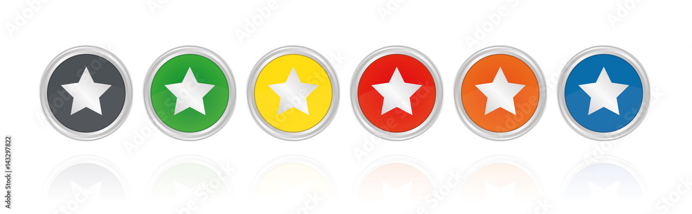 Silberne Buttons, bunt - Stern Silberne Buttons, bunt - Stern