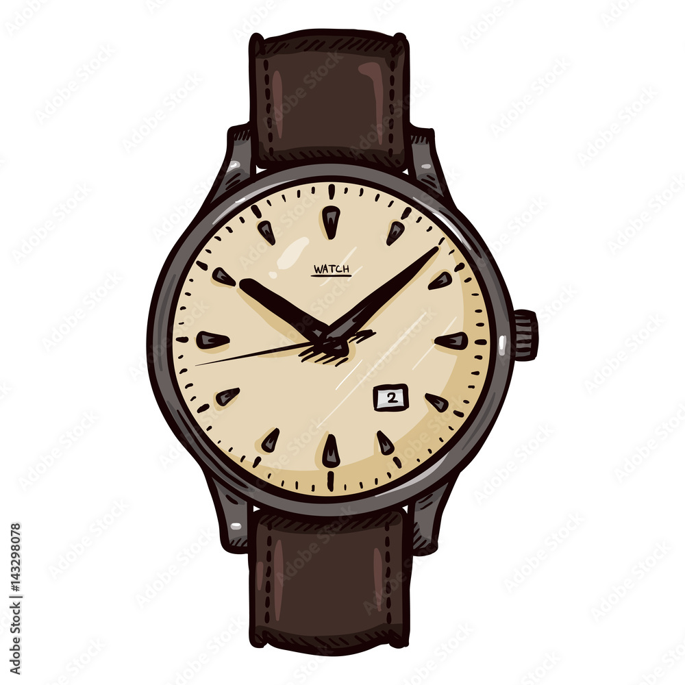 Vector Cartoon Retro Wrist Watch Vector Cartoon Retro Wrist Watch
