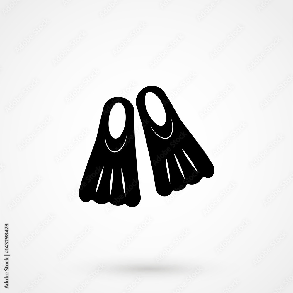 Diving flippers icon on a white background Diving flippers icon on a white background