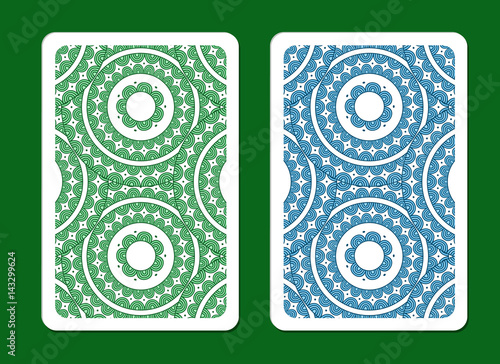 Obraz na płótnie Playing card back side designs. Green and blue color card. w salonie