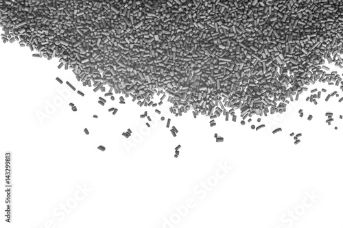 granulated coal isolated on white background, above view