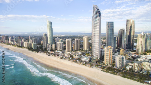 Aerial view of Gold Coast Surfers Paradise cityscape and famous beach  © Bostock