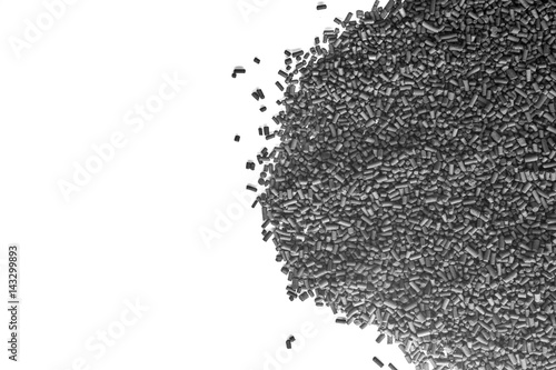granulated coal isolated on white background, above view