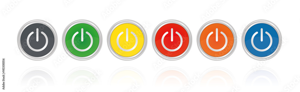 Silberne Buttons, bunt - An Aus Schalter Silberne Buttons, bunt - An Aus Schalter