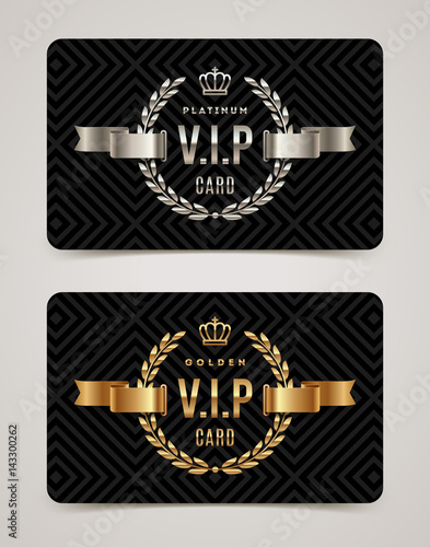  Template golden and platinum VIP card. Vector illustration.