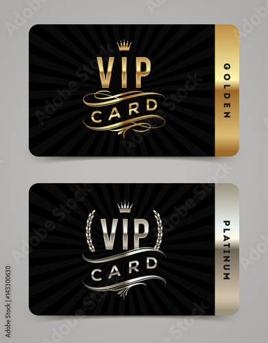  Template golden and platinum VIP card. Vector illustration.