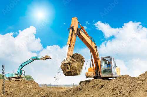 excavator in construction site